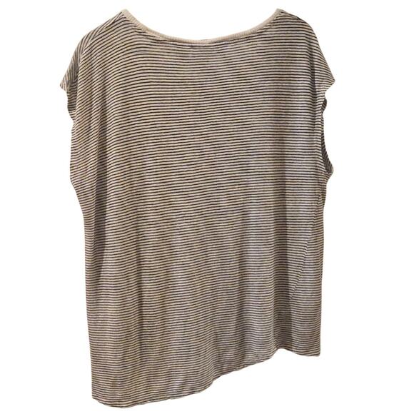 Nicole Miller Linen Knit Cap Sleeve Lightweight Nautical Asymmetrical Top XL - Picture 3 of 6